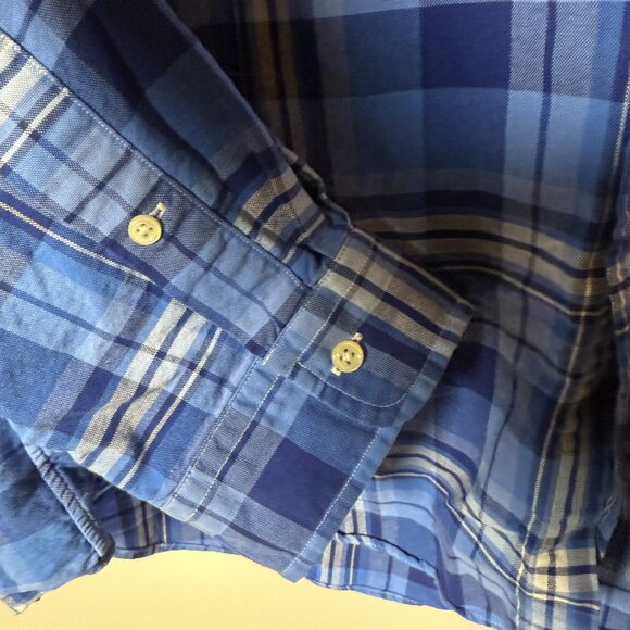 Ralph Lauren Blue Plaid Long Sleeve Button Down Flesh Colored Pony Size XXL - Picture 4 of 7
